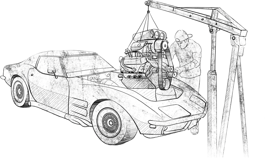 Illustration: die Umsetzung. Motor wird eingebaut.